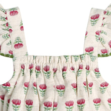 Load image into Gallery viewer, Delaney Block Floral Baby Romper + Headband (Linen Blend)