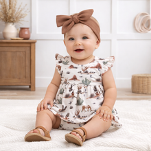 Load image into Gallery viewer, Baby Girl Skirted Bodysuit – Soft Bamboo Cactus Trails