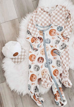 Load image into Gallery viewer, Baby Unisex Sleeper With Double Zippers - Tan/Blush Check