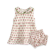 Load image into Gallery viewer, Mia Block Print Floral Baby Dress + Bloomer (Linen Blend)