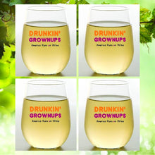 Load image into Gallery viewer, DRUNKIN' GROWNUPS Unbreakable TRITAN Plastic Wine Glasses