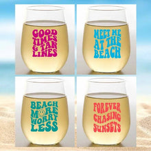 Load image into Gallery viewer, RETRO BEACH Tritan Unbreakable Stemless Wine Tumblers