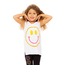 Load image into Gallery viewer, WHITE SMILEY FACE SLEEVELESS TEE