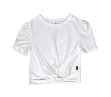 Load image into Gallery viewer, GIRLS WHITE PUFF SLEEVE KNOTTED SHIRT