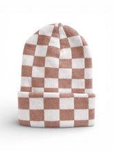 Load image into Gallery viewer, Baby's First Hat, Tan/Warm White Checkerboard
