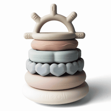 Load image into Gallery viewer, Silicone Stacking Ring Sensory Play Tower Toy (6-pc) Sun
