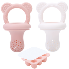 Load image into Gallery viewer, Food &amp; Fruit Pacifier Feeder &amp; Freezer Tray (Pink-White) 3pc
