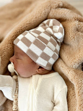 Load image into Gallery viewer, Baby's First Hat, Tan/Warm White Checkerboard
