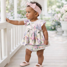 Load image into Gallery viewer, Dream Blossom Bamboo Baby Skirted Bodysuit-Watercolor Floral
