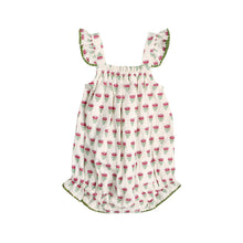 Load image into Gallery viewer, Delaney Block Floral Baby Romper + Headband (Linen Blend)
