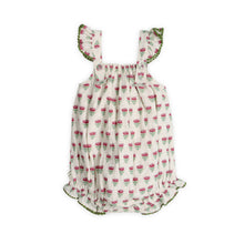 Load image into Gallery viewer, Delaney Block Floral Baby Romper + Headband (Linen Blend)
