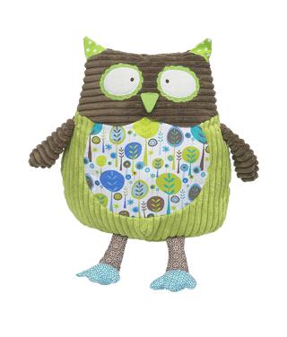 Green and Brown Plush Owl Pillow