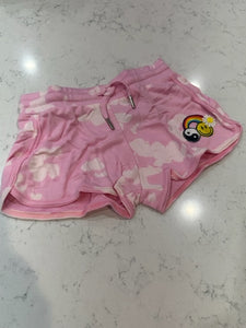 TRACK SHORT PINK WITH WHITE SPLOTCH AND SMILE RAINBOW YIN YANG PATCH