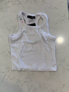 TANK WITH PINK AND YELLOW CROSS STITCHING