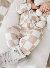 Load image into Gallery viewer, Baby Unisex Sleeper With Double Zippers - Tan/Blush Check
