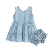 Load image into Gallery viewer, River Soft Denim Washed Baby Dress + Bloomer (Organic)
