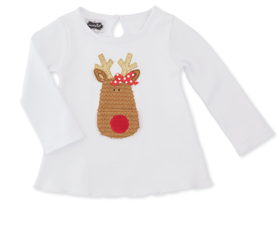 GIRL REINDEER TOP WITH OPENING MOUTH FLAP OF COOKIES