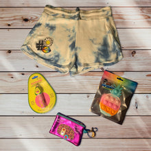 Load image into Gallery viewer, BLUE TIE DYE TRACK SHORT WITH PATCHES
