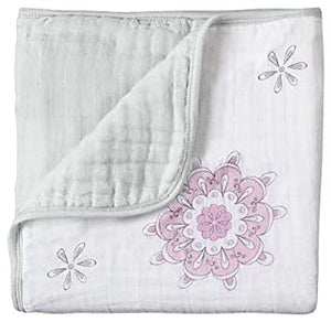 FOR THE BIRDS MEDALLIONS WHITE & GREY - DREAM BLANKET