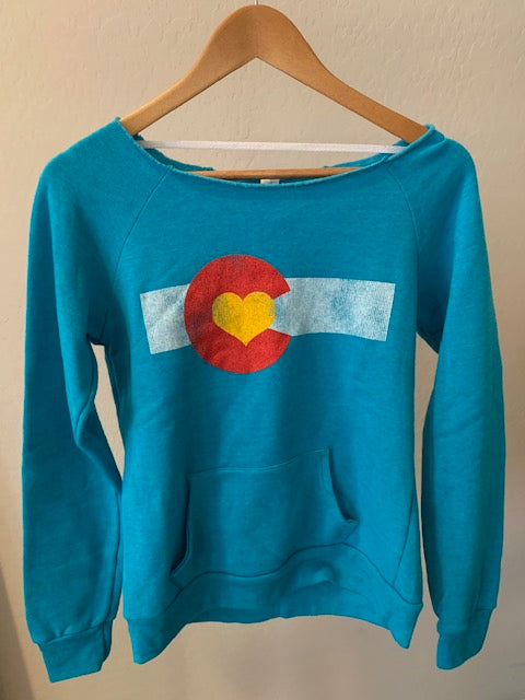 Teal COLORADO Slouchy Sweatshirt with Front Pocket