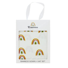 Load image into Gallery viewer, RAINBOW TAKE HOME NEWBORN KNOT GOWN + HAT GIFT SET
