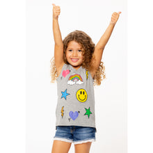 Load image into Gallery viewer, SCATTERED ICON WHITE SLEEVELESS TEE
