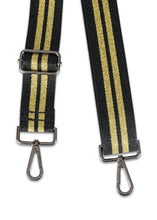 Load image into Gallery viewer, BLACK HANDBAG STRAP WITH GOLD STRIPES

