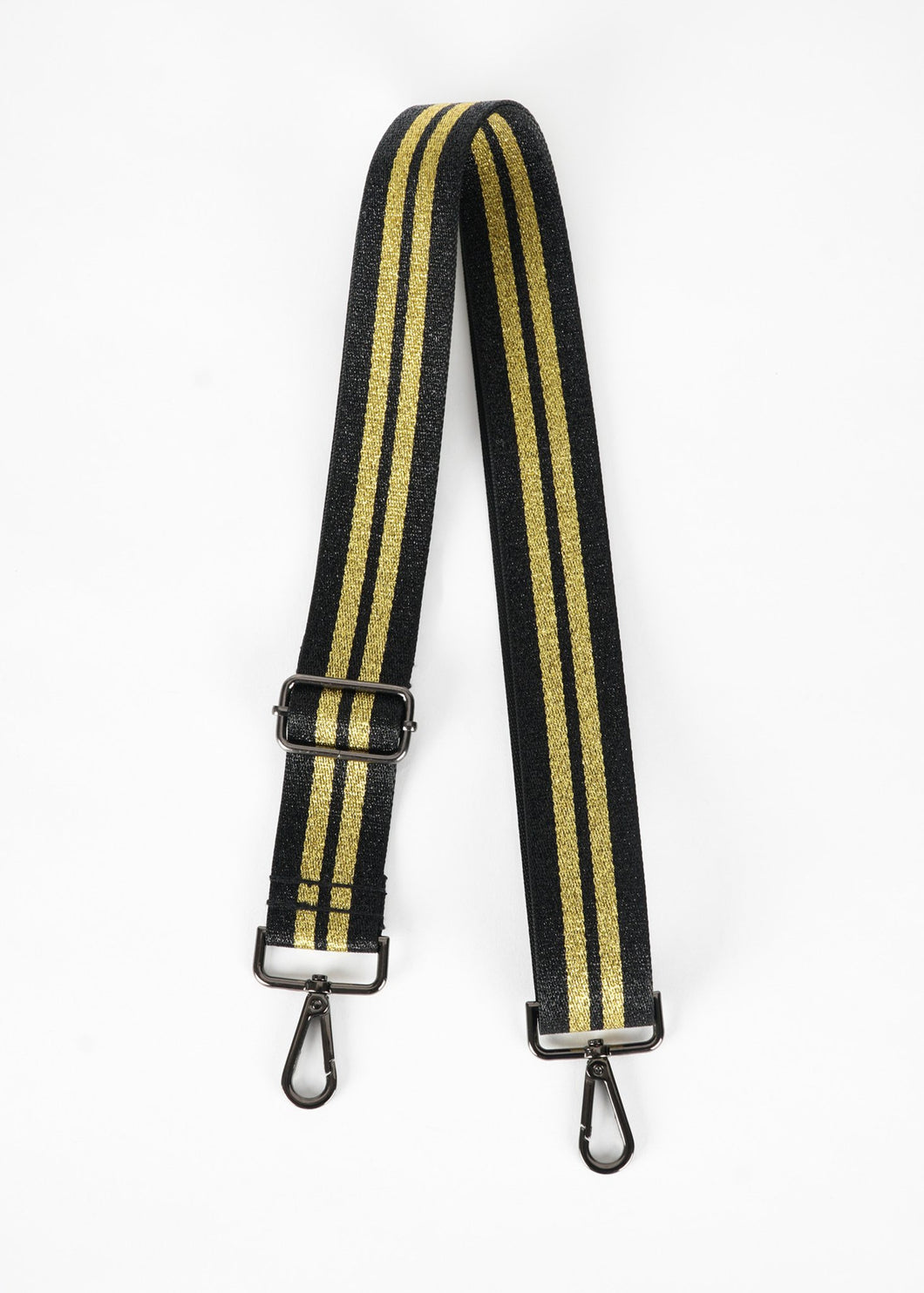 BLACK HANDBAG STRAP WITH GOLD STRIPES