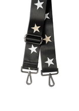 Load image into Gallery viewer, BLACK HANDBAG STRAP WITH SILVER + ROSE GOLD STARS
