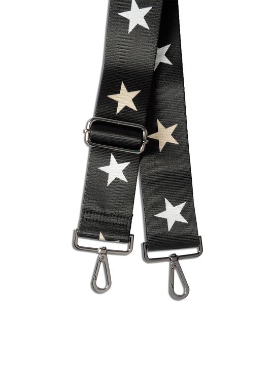 BLACK HANDBAG STRAP WITH SILVER + ROSE GOLD STARS