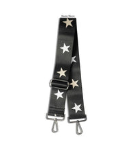 Load image into Gallery viewer, BLACK HANDBAG STRAP WITH SILVER + ROSE GOLD STARS
