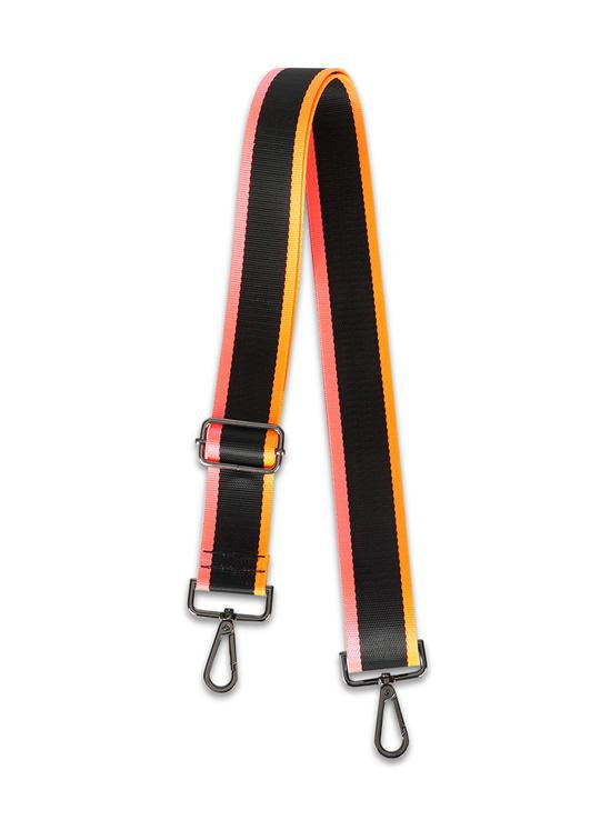 BLACK HANDBAG STRAP WITH PINK + ORANGE STRIPE