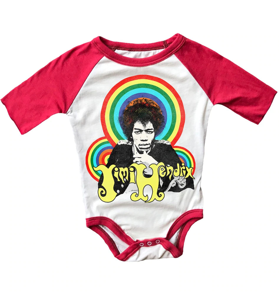 JIMI HENDRIX SHORT SLEEVE RAGLAN ONESIE RED SLEEVE