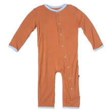 Load image into Gallery viewer, Kickee Pants Copper Owl Long Sleeve Applique Coverall Pajamas

