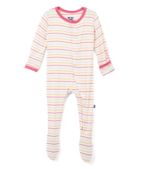 GIRL BEACH STRIPED FOOTED PAJAMA