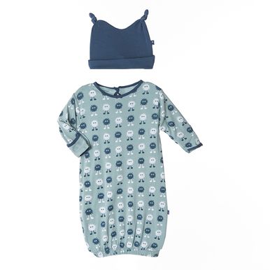 Jade Alien Newborn Layette Gown & Knob Hat Set