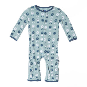 Kickee Pants Jade Alien Print, Long Sleeve Coverall Pajamas