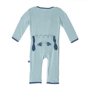 Kickee Pants Jade Angler Fish Applique Coverall Long Sleeve Pajamas