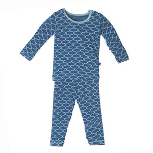 Kickee Pants Jade Lattice Cozy Long Sleeve Unisex Pajama Set