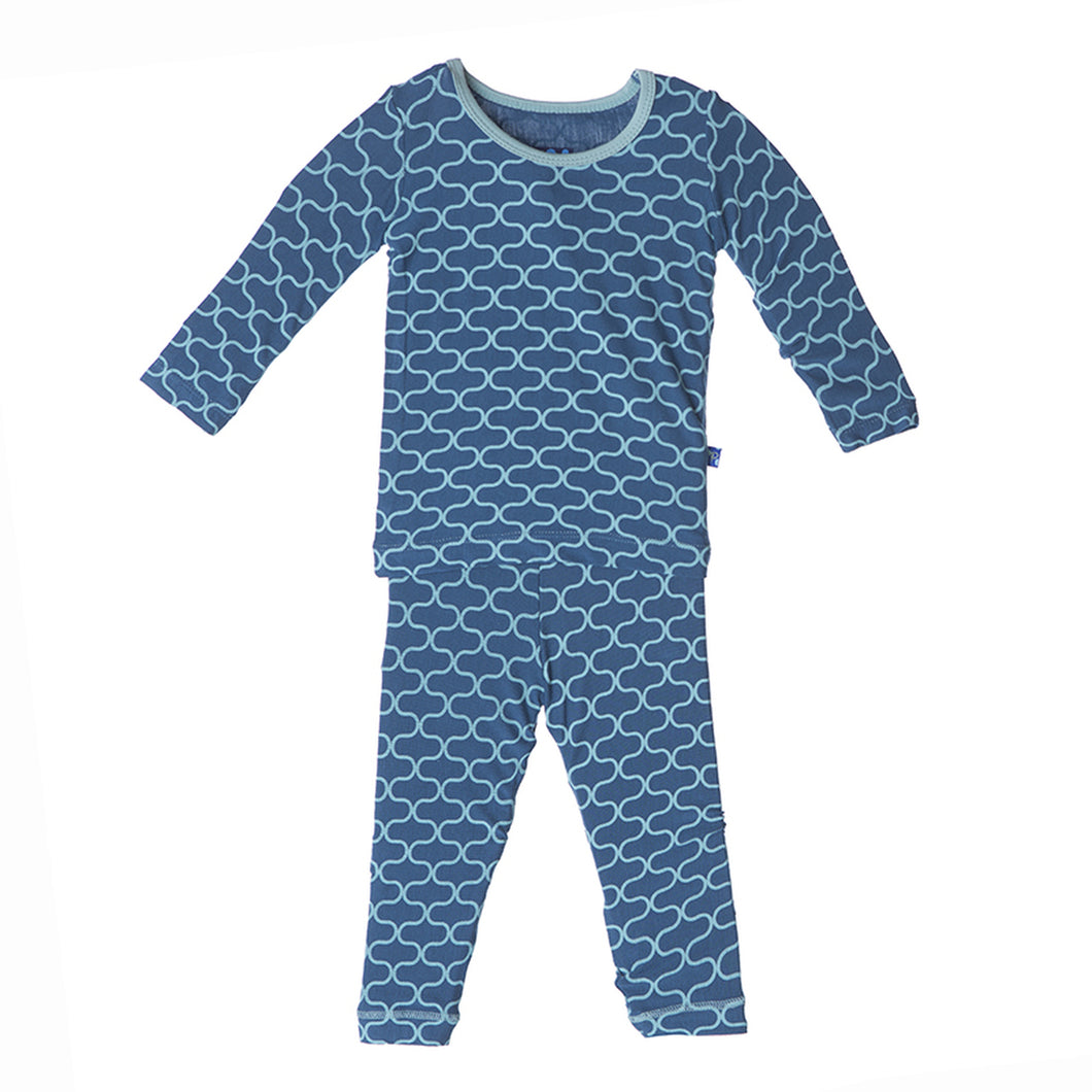 Kickee Pants Jade Lattice Cozy Long Sleeve Unisex Pajama Set