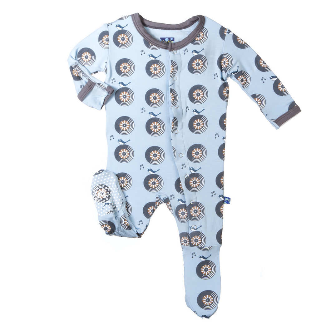 Kickee Pants Pond Record Birds Long Sleeve Footie Pajama