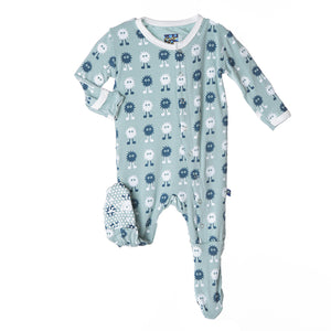 Kickee Pants Jade Alien Print Long Sleeve Footie Pajamas