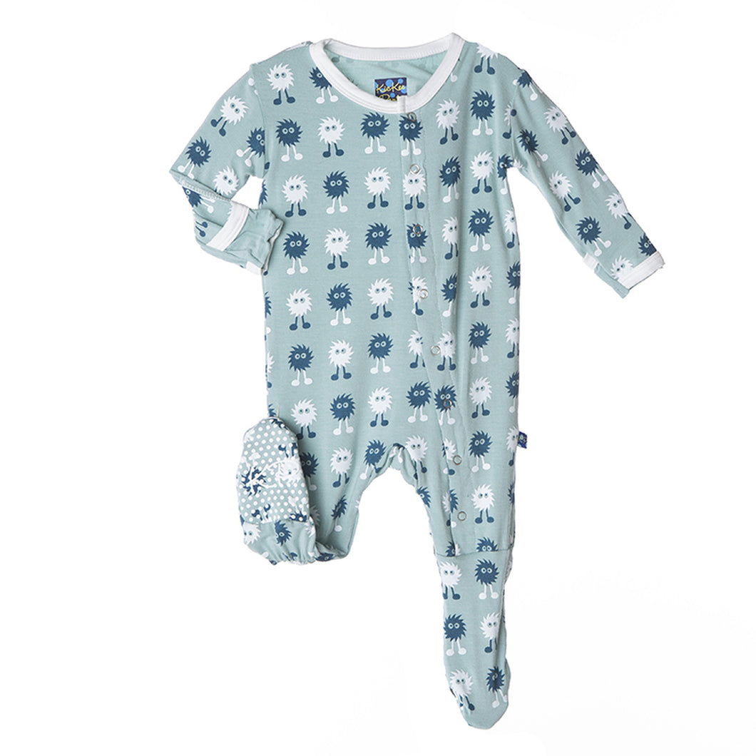 Kickee Pants Jade Alien Print Long Sleeve Footie Pajamas