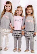 Load image into Gallery viewer, Gray Skirted Leggings with Glitter Gold Dot Pattern
