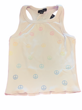 Load image into Gallery viewer, WHITE TANK WITH PASTEL PEACE SIGNS
