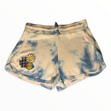Load image into Gallery viewer, BLUE TIE DYE TRACK SHORT WITH PATCHES

