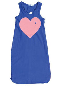 The "WENDY HEART" Cotton Maxi Dress W/ a Pink Heart