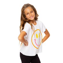 Load image into Gallery viewer, WHITE SMILEY FACE SLEEVELESS TEE
