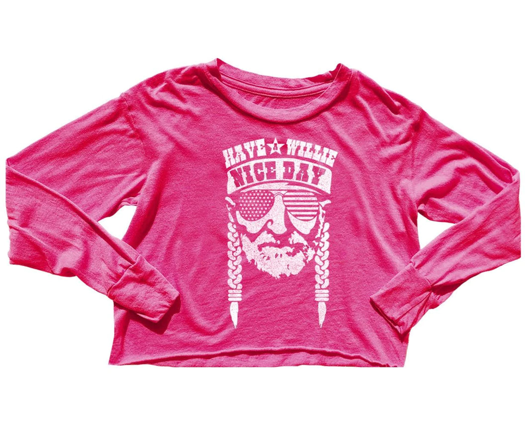 WILLIE NELSON LONG SLEEVE CROP TEE