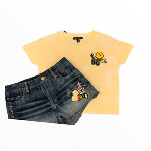 YELLOW TIE DYE PATCH TEE